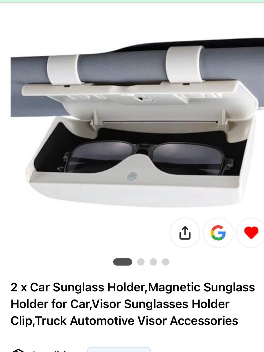 Magnetic Car Visor Sunglasses Holder - White